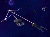 Federation vessel countering a Dominion attack