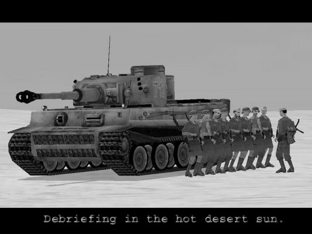 debreifing in the hot desert sun.