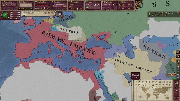 Roman Empire , Parthian Empire,Arabia and some of central asia in 58