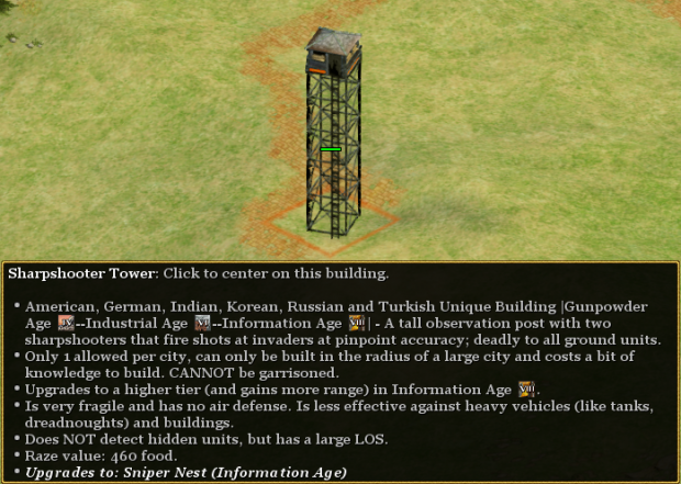 Sharpshooter Tower (Americans, Indians, Koreans, Russians, Turks) - Industrial