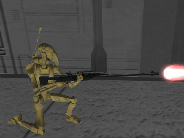 B1 Sniper Droid Fires At Clone Troopers