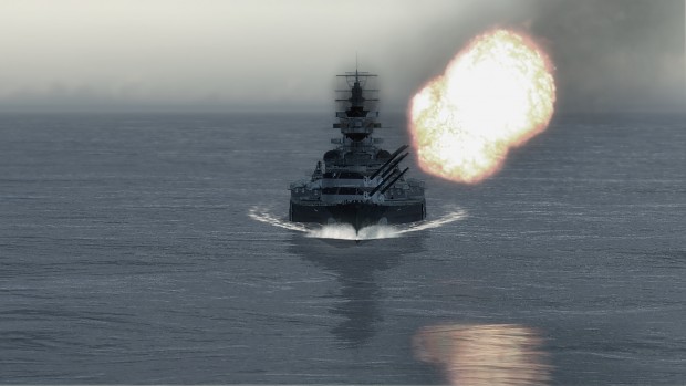 Bismarck firing upon HMS Hood