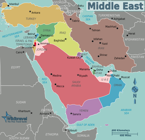 600px Map of Middle East