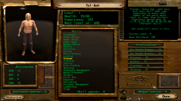 Character sheet WIP image - Fallout: The Tribal Fury mod for Mount ...