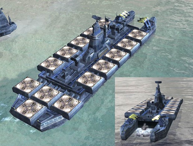 UEF Tech 3 Escort Carrier and Hovercraft Factoryship (Ingame)