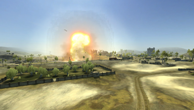 Explosions of missiles.