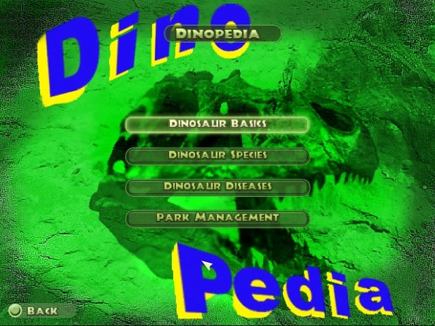 Dinopedia new menu