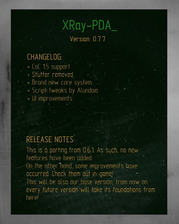 XRay-PDA 0.7.7 Changelog