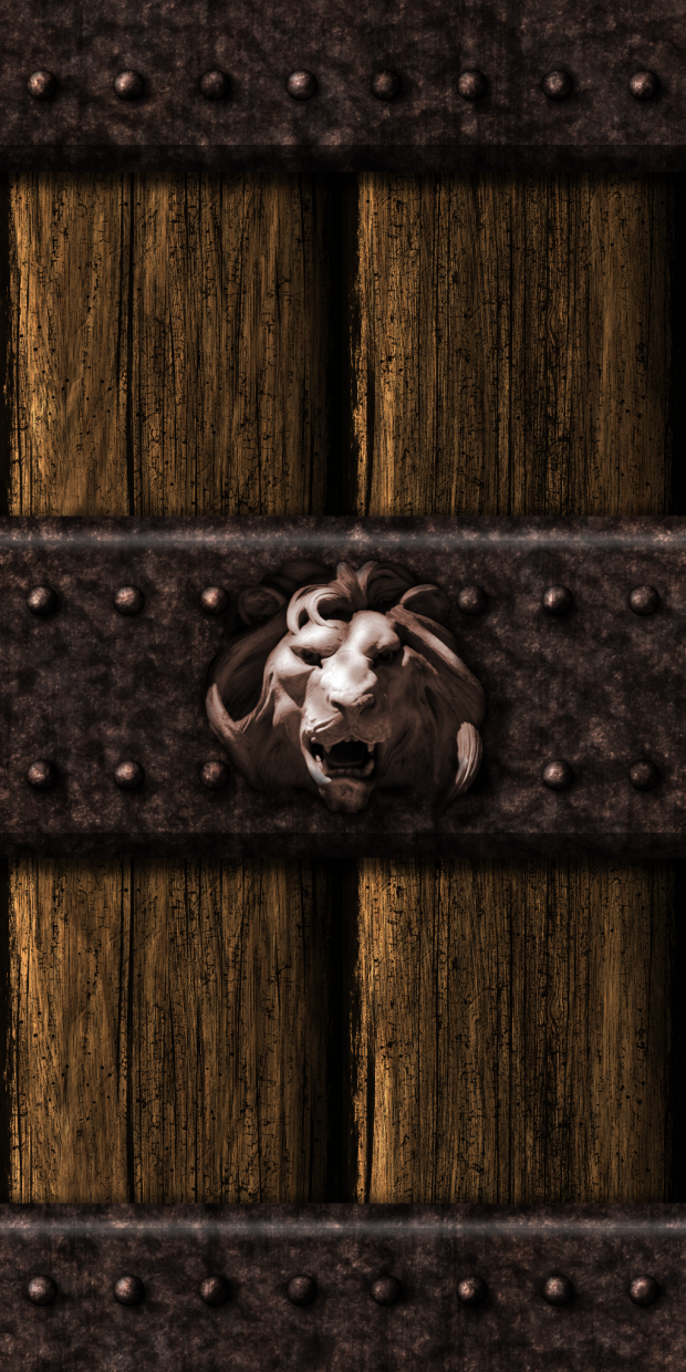 Wood/Metal wall w/Lion motif