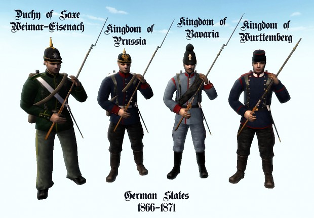 German states (Saxe-Weimar, Prussia, Bavaria e Wurttemberg)