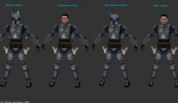 Various skins of Jango Fett