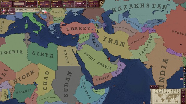 Updated map of the Middle East