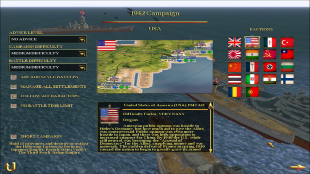 The USA/United States of America faction selection screen done!