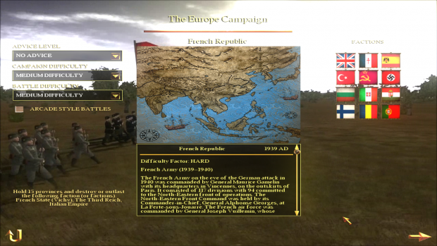 European Campaign Faction Selection screen!