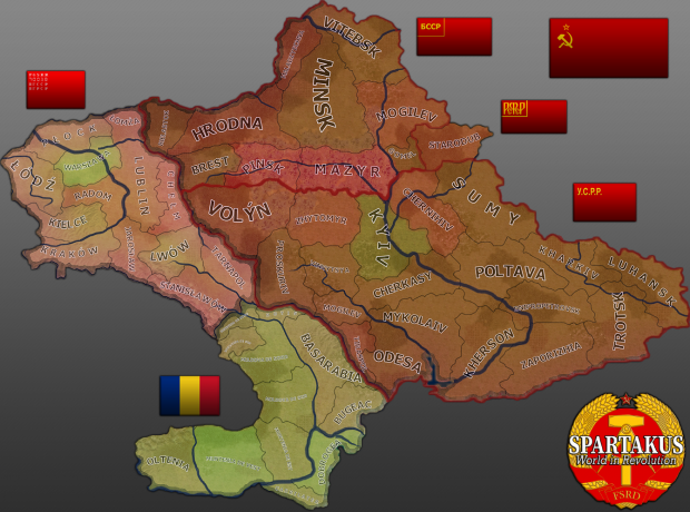 States of Ukraine, Byelorussia, Poland and East Romania