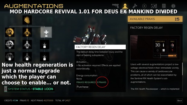 Health Regen disabled in Deus Ex Mankind Divided (Mod)