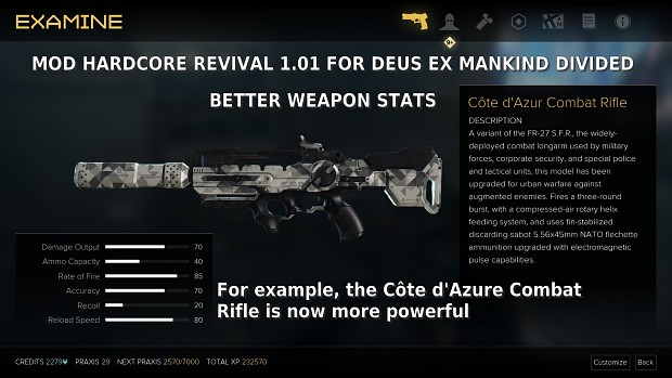 The weapon stats and characteristics have been changed