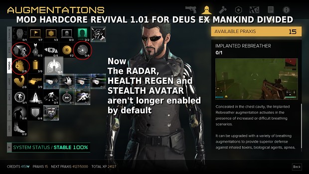 Augmentations and upgrades which are now disabled by default
