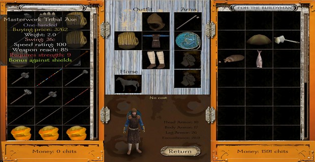 a few progress screens (new slavers.sea tribes gear)