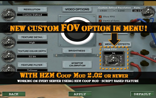 mohaa hzm coop mod custom fov Menu for 202