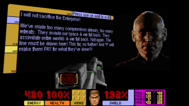 NPC in-game cutscene. Will you help Captain Picard take back the ship?