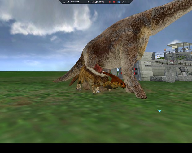 Parasaurolophus hiding under Brachiosaurus