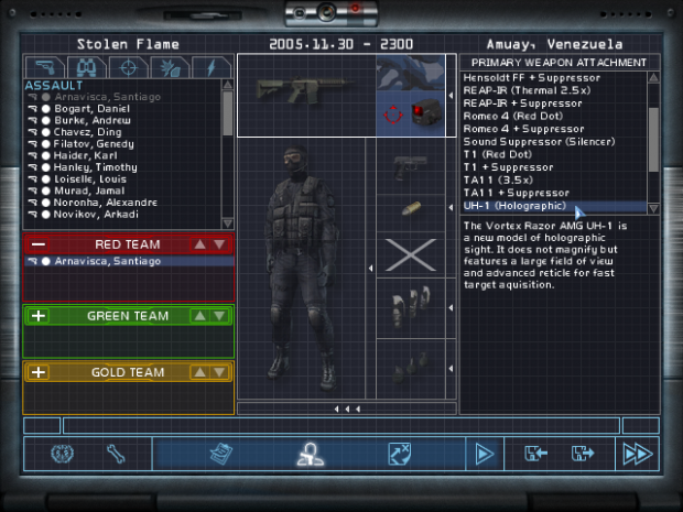 Selecting new gear in singleplayer