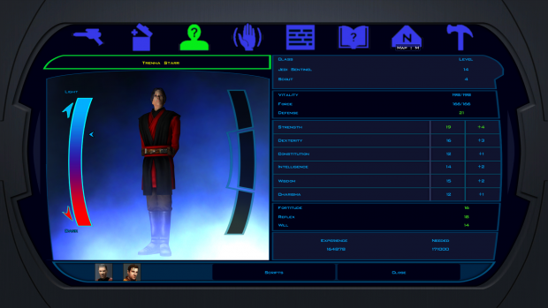 screenshot main menu buttons TSL 3