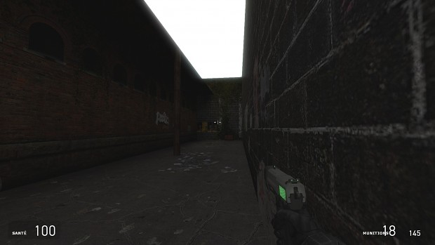 A very early screenshot that only really shows off the HUD and pistol.
