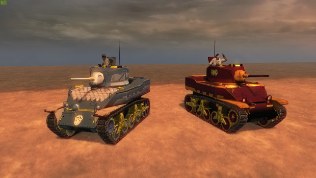 Two Stuart light tanks.