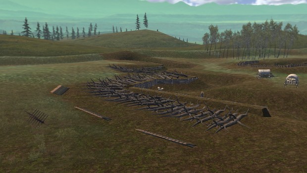 Confederate Trenches with Abatis, Sharpened Stakes, and Chevaux de frise
