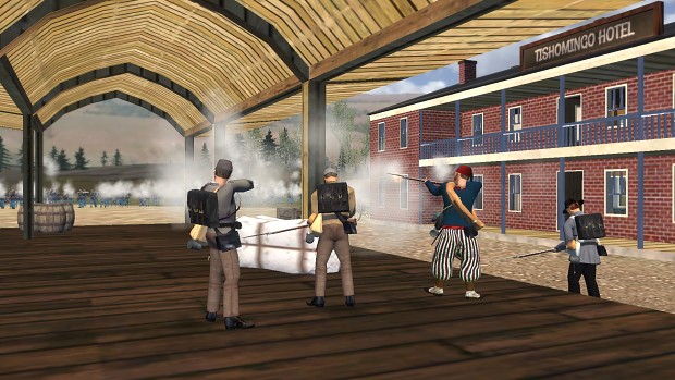 Confederates Defend the Train Platform