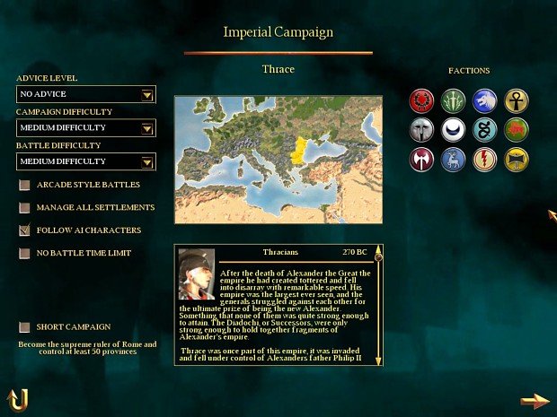 New campaign selection screen