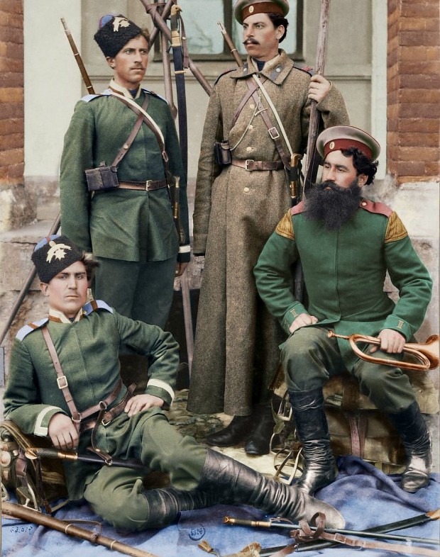 Russian soldiers posing in 1892.