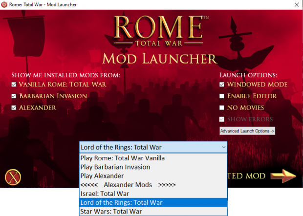 install a mod for total war 2 rome on steam for mac