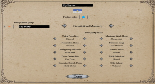 Faction creation menu