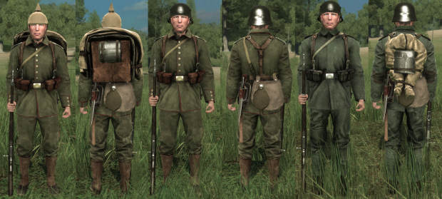 German Uniform Progression: 1900's, early 1910's and mid 1910's respectively