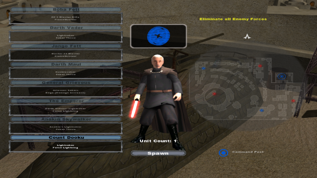 Stock Dooku texture, with iconic chest seam and blurry face
