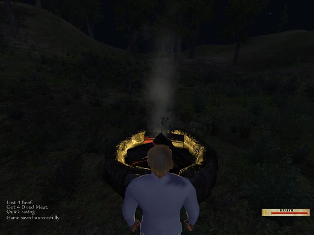 survival features, hunting and fire pits