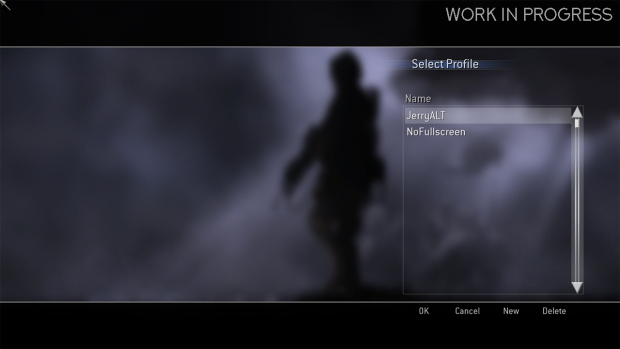 Main menu - Profile Select.