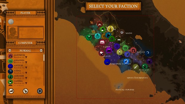 Main sandbox faction selection screen
