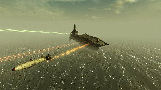 Laser and rocket weapons for the carrier deck guns