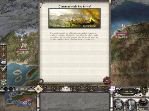 Constantinople has fallen message