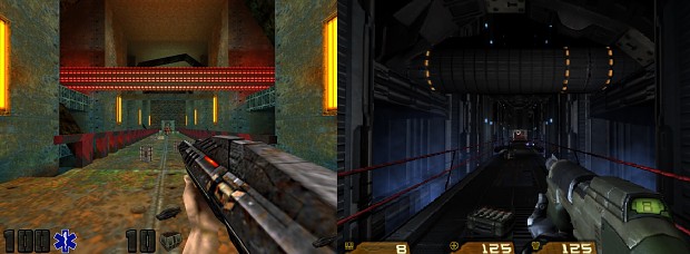 Quake 4 in Quake 2 mission 31 the nexus comparison