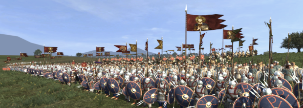 Roman flags in factional colour scheme