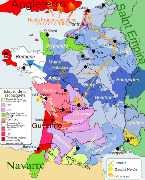 France Map Period from 1360 to 1380