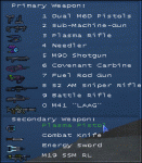 Weapons menu