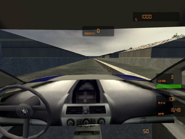Concept in-game shot of our in car camera