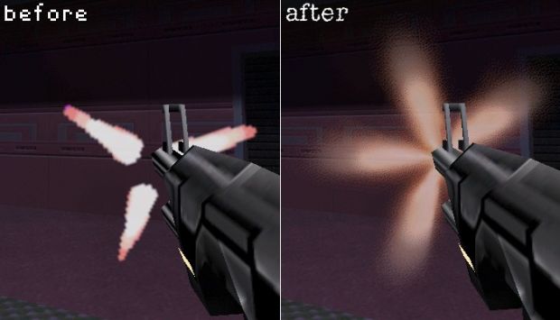 Muzzle Flash, before and after.