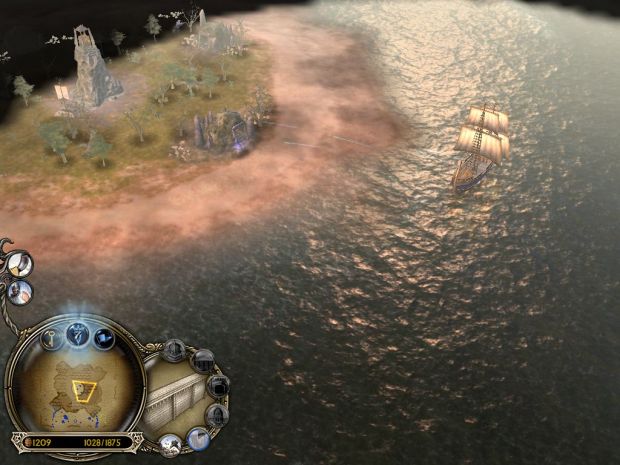 Ship attacking land-based creeps